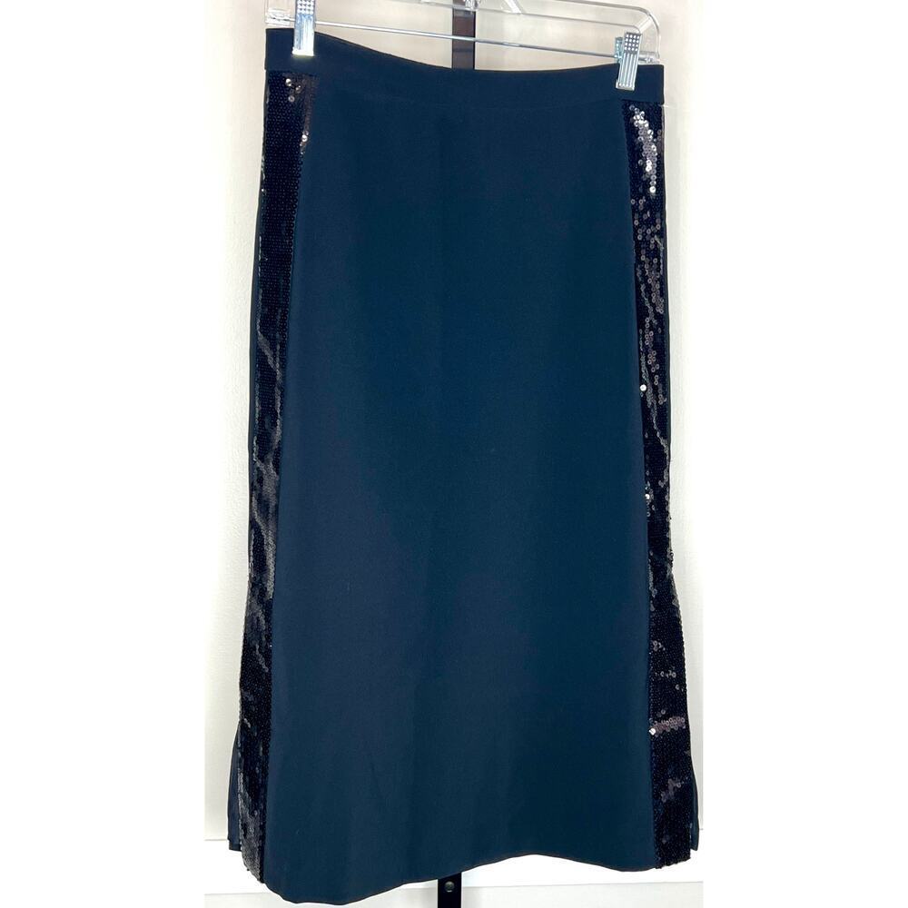 Ann Taylor Sequin Panel Midi Skirt Black Size 2 NWT